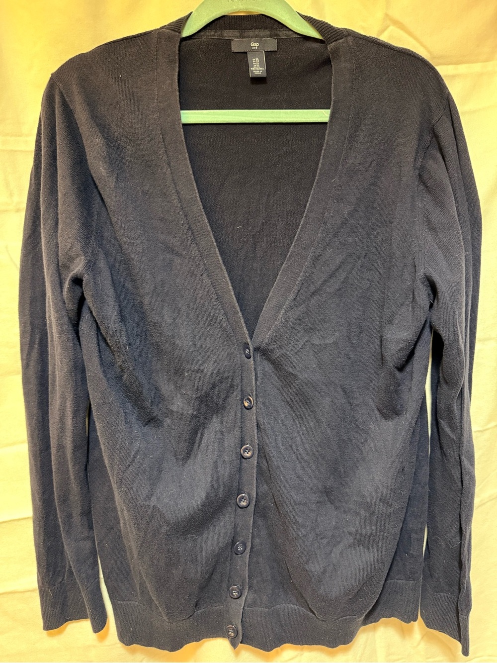GAP Women's Navy Cardigan eclectic grandpa fall winter flannel vintage flannel